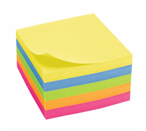 Блок самоклеящийся (стикеры), BRAUBERG, НЕОНОВЫЙ, 76х76 мм, 400 листов, 5 цветов, 122855