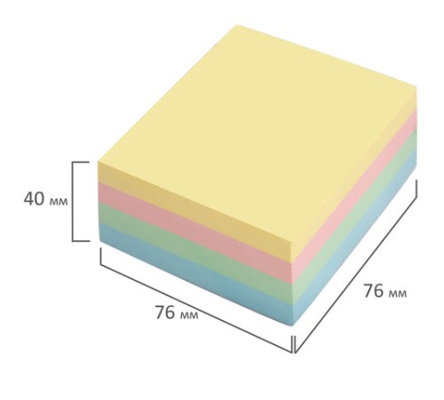 Блок самоклеящийся (стикеры), BRAUBERG, ПАСТЕЛЬНЫЙ, 76х76 мм, 400 листов, 4 цвета, 122856