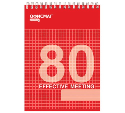 Блокнот А5 146х205 мм, 80 л., гребень, мелованная картонная обложка, клетка, ОФИСМАГ, 3 вида, 123021