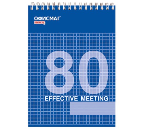 Блокнот А5 146х205 мм, 80 л., гребень, мелованная картонная обложка, клетка, ОФИСМАГ, 3 вида, 123021