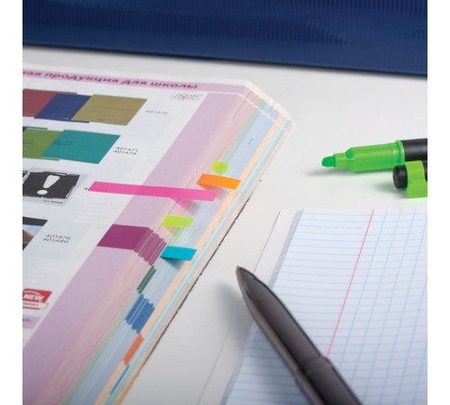 Закладки клейкие неоновые BRAUBERG, 48х6 мм, 200 штук (10 цветов х 20 листов), 123227