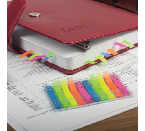 Закладки клейкие неоновые BRAUBERG, 48х6 мм, 200 штук (10 цветов х 20 листов), 123227