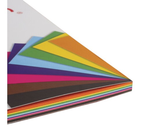 Цветная бумага А4 ТОНИРОВАННАЯ В МАССЕ, 40 листов 8 цветов, склейка, 80 г/м2, BRAUBERG, 210х297 мм, 124714