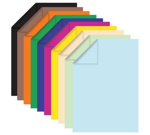 Цветная бумага А4 ТОНИРОВАННАЯ В МАССЕ, 100 листов 10 цветов, склейка, 80 г/м2, BRAUBERG, 210х297 мм, 124715