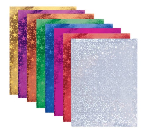 Цветная бумага А4 ГОЛОГРАФИЧЕСКАЯ, 8 листов 8 цветов, BRAUBERG, 