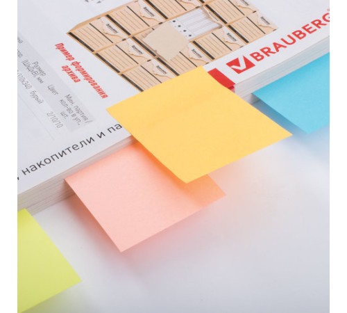 Блок самоклеящийся (стикеры), BRAUBERG, НЕОНОВЫЙ, 38х51 мм, 4 цвета х 50 листов, 124807
