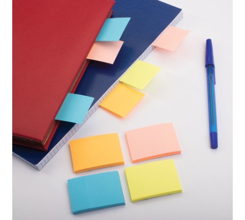 Блок самоклеящийся (стикеры), BRAUBERG, НЕОНОВЫЙ, 38х51 мм, 4 цвета х 50 листов, 124807