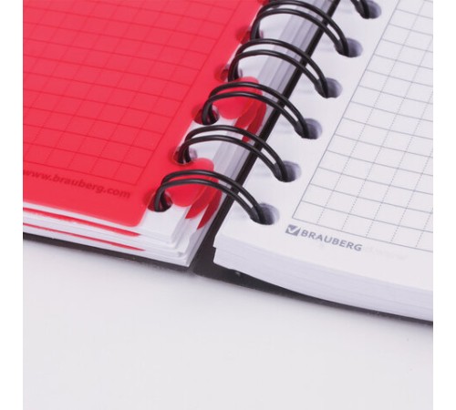 Блокнот МАЛЫЙ ФОРМАТ А6 105х148 мм, 150 л., гребень, пластик, клетка, BRAUBERG, 