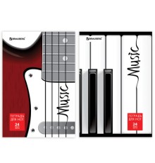 Тетрадь для нот А4, 24 л., BRAUBERG, обложка мелованный картон, вертикальная, на скобе, BRAUBERG, 