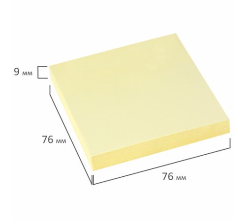 Блок самоклеящийся (стикеры), STAFF, 76х76 мм, 100 листов, желтый, 126496