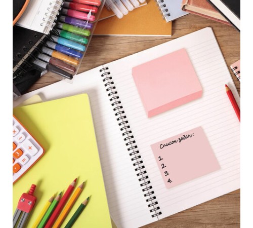 Блок самоклеящийся (стикеры), STAFF, 76х76 мм, 100 листов, розовый, 126497