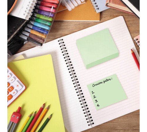 Блок самоклеящийся (стикеры), STAFF, 76х76 мм, 100 листов, зеленый, 126498