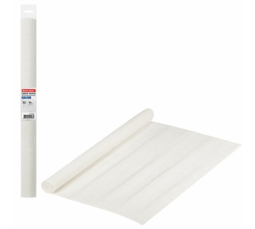 Бумага гофрированная/креповая, 32 г/м2, 50х250 см, белая, в рулоне, BRAUBERG, 126528