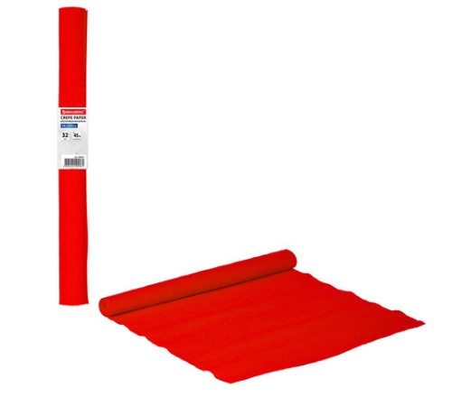 Бумага гофрированная/креповая, 32 г/м2, 50х250 см, красная, в рулоне, BRAUBERG, 126531
