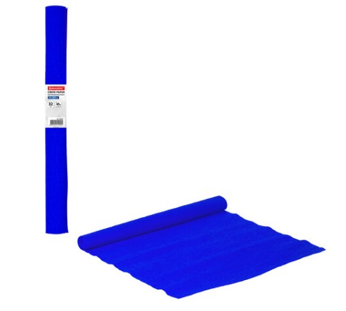 Бумага гофрированная/креповая, 32 г/м2, 50х250 см, синяя, в рулоне, BRAUBERG, 126535