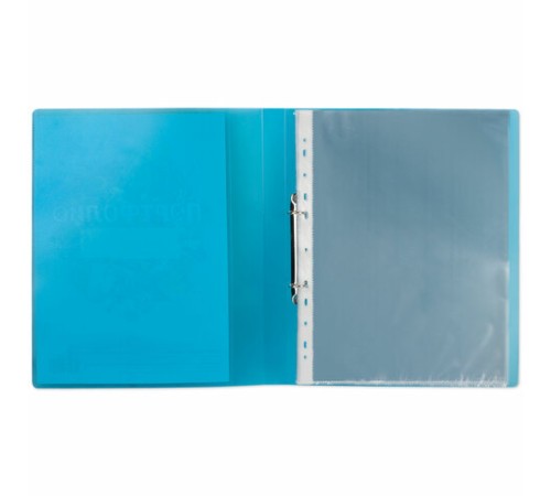 Папка для портфолио школьника, 2 кольца, 20 файлов, пластик, полупрозрачный, синяя, BRAUBERG, 126557