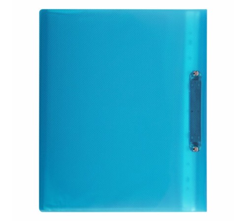 Папка для портфолио школьника, 2 кольца, 20 файлов, пластик, полупрозрачный, синяя, BRAUBERG, 126557