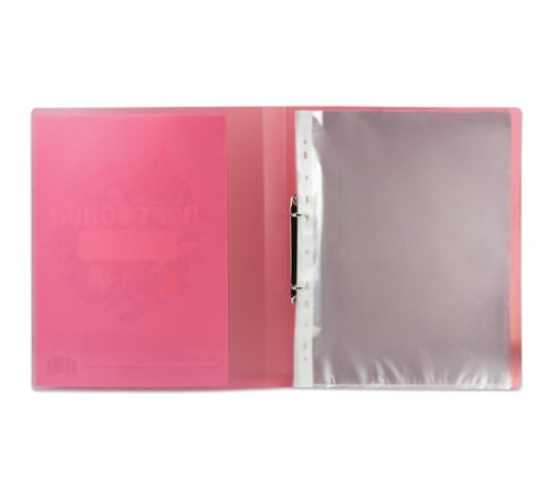 Папка для портфолио школьника, 2 кольца, 20 файлов, пластик полупрозрачный, красная, BRAUBERG, 126558