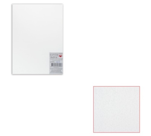 Картон белый грунтованный для живописи, 25х35 см, двусторонний, толщина 2 мм, акриловый грунт