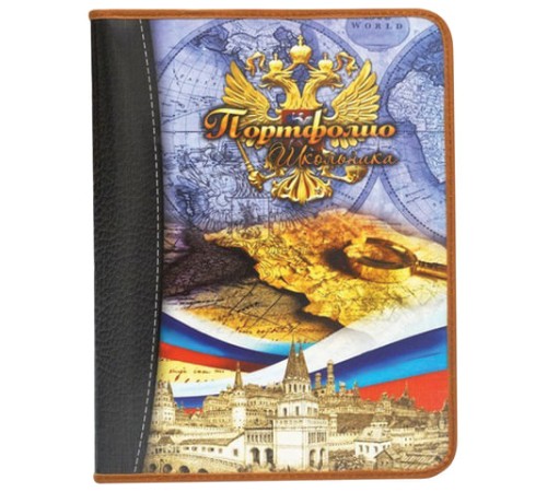 Папка-портфолио школьника, 8 вкладышей, универсальная, ламинированный картон, 