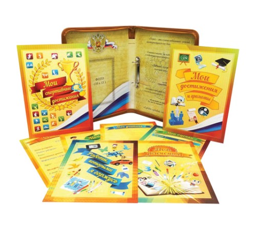 Папка-портфолио школьника, 8 вкладышей, универсальная, ламинированный картон, 