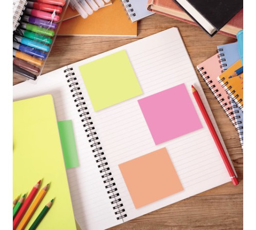 Блок самоклеящийся (стикеры), BRAUBERG, НЕОНОВЫЙ, 76х76 мм, 400 листов, 8 цветов, 126686