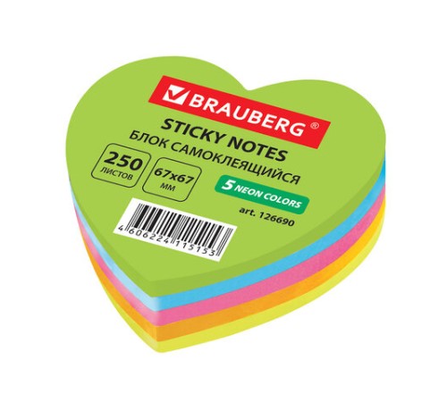 Блок самоклеящийся (стикеры), фигурный, BRAUBERG, НЕОНОВЫЙ 