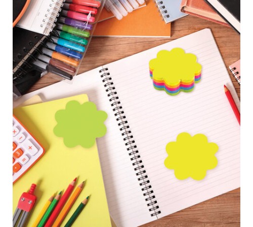 Блок самоклеящийся (стикеры), фигурный, BRAUBERG, НЕОНОВЫЙ 