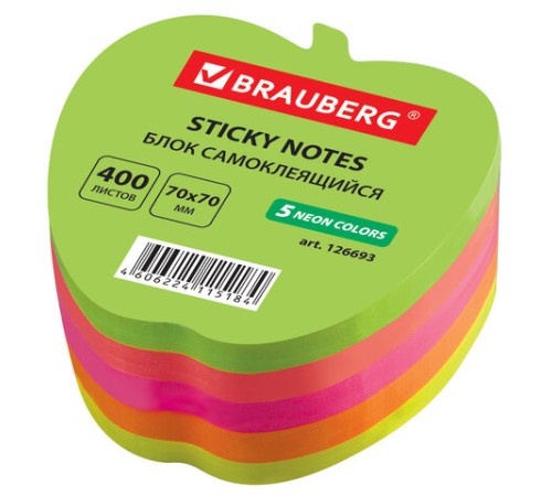 Блок самоклеящийся (стикеры), фигурный, BRAUBERG, НЕОНОВЫЙ 