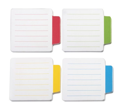 Блок-разделитель самоклеящийся (стикеры) BRAUBERG, ЛИНОВАННЫЙ, 70х70 мм, 4 цвета х 25 листов, ассорти, 126695