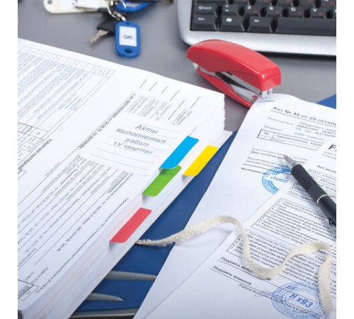 Блок-разделитель самоклеящийся (стикеры) BRAUBERG, ЛИНОВАННЫЙ, 70х70 мм, 4 цвета х 25 листов, ассорти, 126695