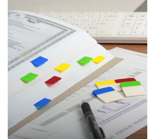 Закладки клейкие BRAUBERG, 38х25 мм, 80 штук (4 цвета х 20 листов), 126696