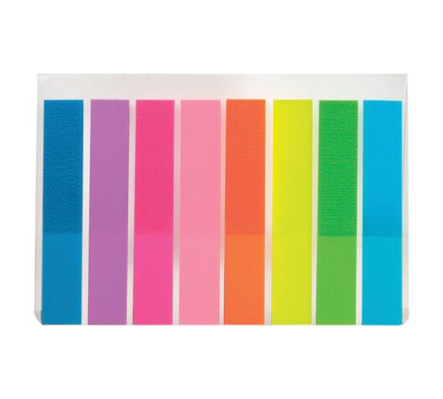 Закладки клейкие неоновые BRAUBERG, 45х8 мм, 160 штук (8 цветов х 20 листов), на пластиковом основании, 126699