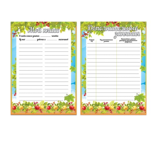 Листы-вкладыши для портфолио школьника, 14 разделов, 16 листов, 