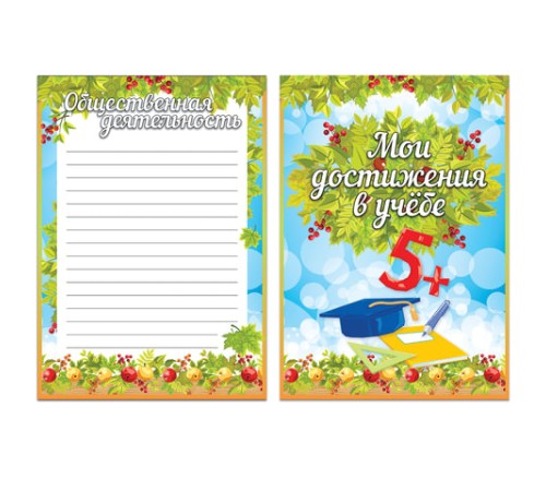 Листы-вкладыши для портфолио школьника, 14 разделов, 16 листов, 