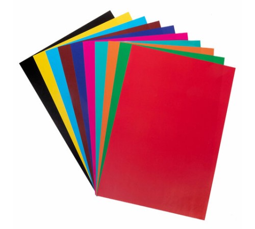 Цветная бумага А4 мелованная САМОКЛЕЯЩАЯСЯ, 10 листов, 10 цветов, папка, HATBER 