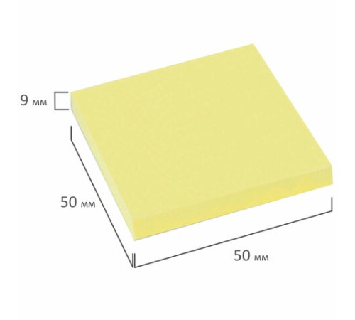 Блок самоклеящийся (стикеры) STAFF, 50х50 мм, 100 листов, желтый, 127142