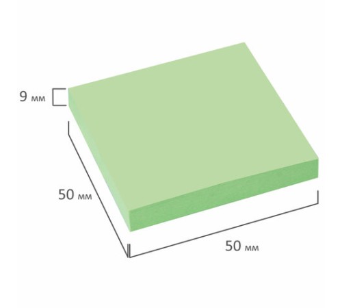 Блок самоклеящийся (стикеры) STAFF, 50х50 мм, 100 листов, зеленый, 127144