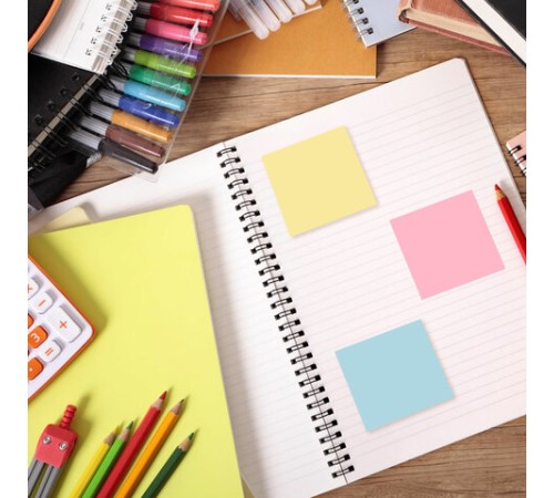 Блок самоклеящийся (стикеры) STAFF, 50х50 мм, 300 листов, 3 цвета, 127145