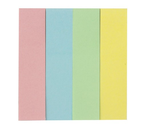 Закладки клейкие пастельные STAFF бумажные, 50х12 мм, 100 штук (4 цвета х 25 листов), европодвес, 127147