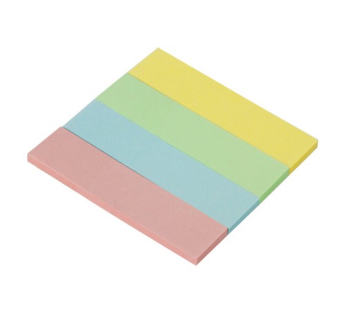 Закладки клейкие пастельные STAFF бумажные, 50х12 мм, 100 штук (4 цвета х 25 листов), европодвес, 127147
