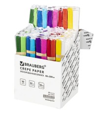 Бумага гофрированная/креповая, 32 г/м2, 50х250 см, АССОРТИ 10 цветов, BRAUBERG, 127151