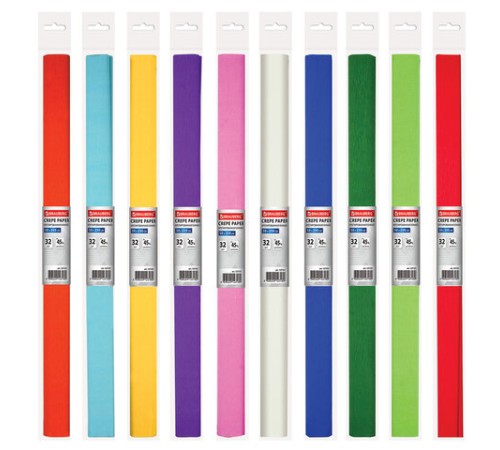 Бумага гофрированная/креповая, 32 г/м2, 50х250 см, АССОРТИ 10 цветов, BRAUBERG, 127151