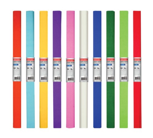 Бумага гофрированная/креповая, 32 г/м2, 50х250 см, АССОРТИ 10 цветов, BRAUBERG, 127151