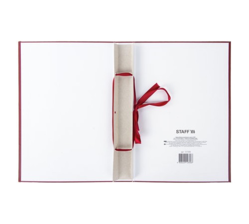 Папка-обложка для дипломного проекта STAFF, А4, 215х305 мм, фольга, 3 отверстия под дырокол, шнур, бордовая, 127209