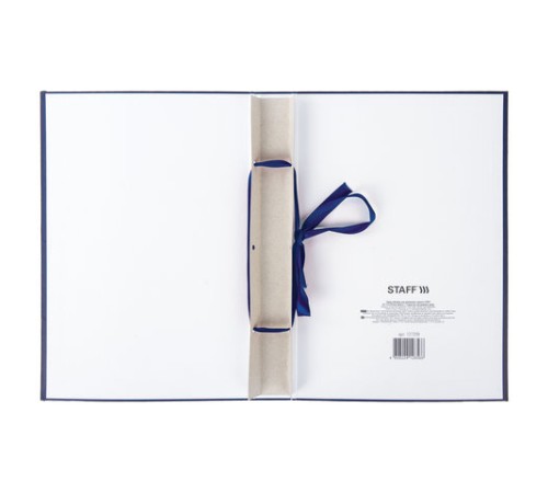 Папка-обложка для дипломного проекта STAFF, А4, 215х305 мм, фольга, 3 отверстия под дырокол, шнур, синяя, 127210
