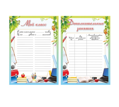 Листы-вкладыши для портфолио школьника, 14 разделов, 16 листов, 