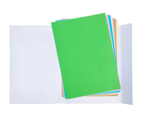 Цветная бумага А4 2-сторонняя мелованная, 10 листов, 10 цветов скоба HATBER ECO, 210х295 мм, 