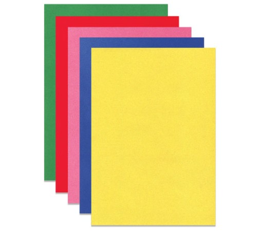 Картон цветной А4 БАРХАТНЫЙ, 5 листов 5 цветов, 180 г/м2, ЮНЛАНДИЯ, 