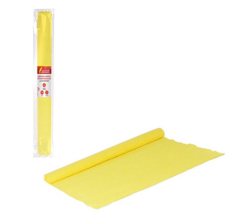 Бумага гофрированная/креповая, 110 г/м2, 50х250 см, желтая, ОСТРОВ СОКРОВИЩ, 129146